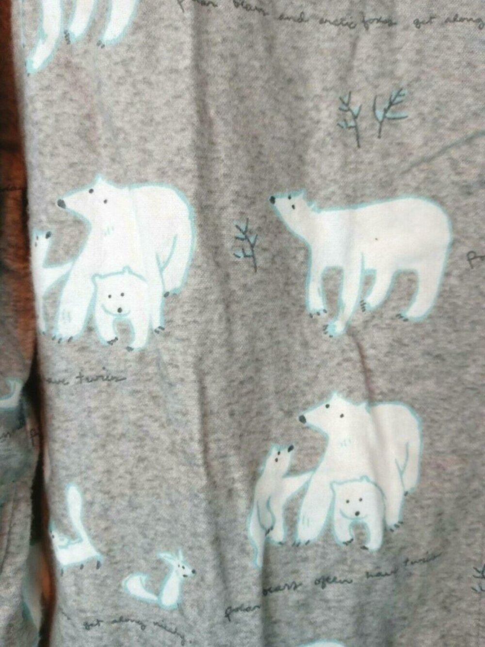 Munki Munki Pajama Shirt Top Polar Bear Medium Fleece Warm Sleepwear - Picture 2 of 8
